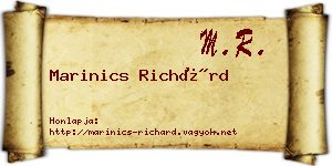 Marinics Richárd névjegykártya